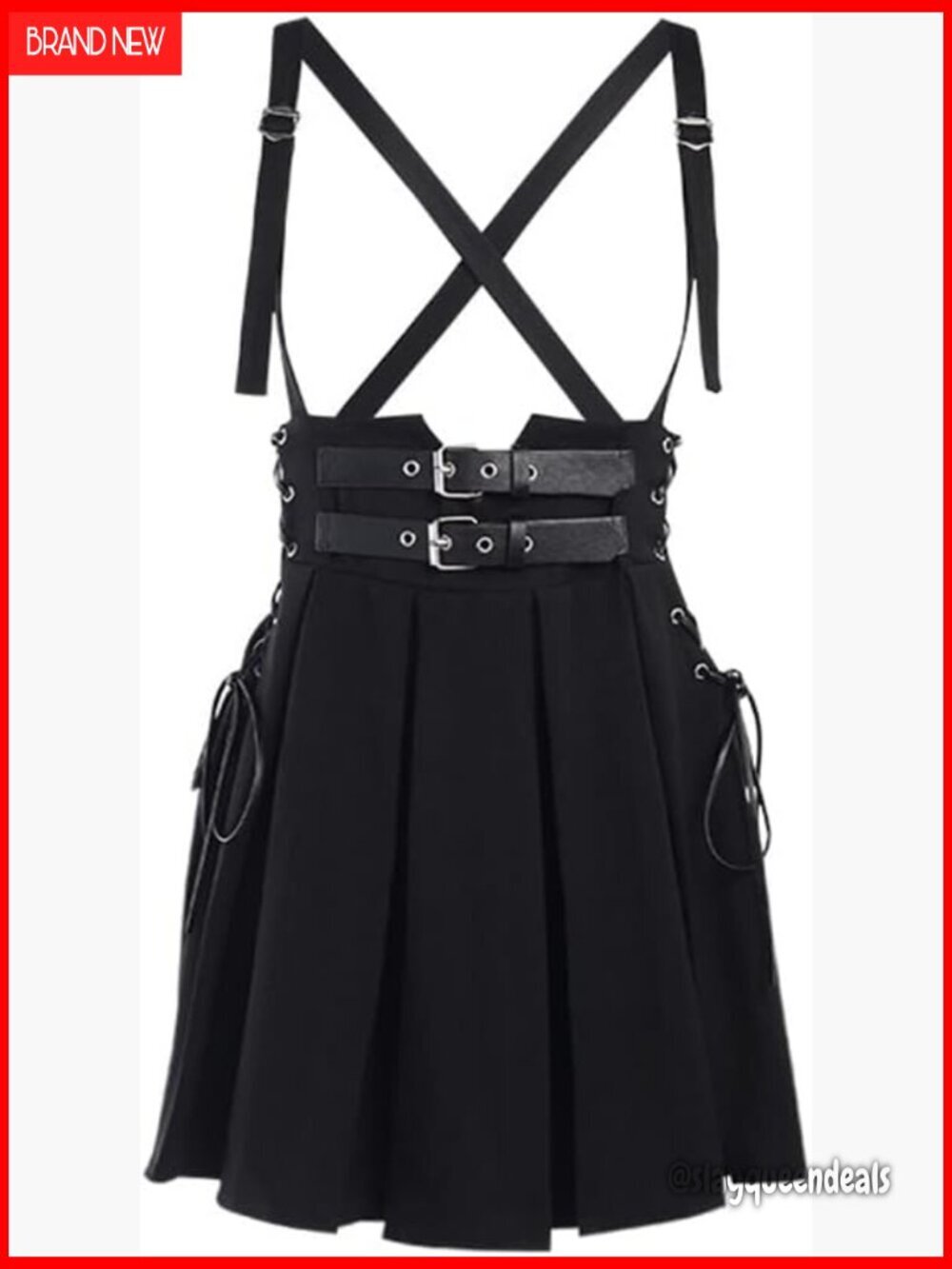 High Waisted A-Line Mini Skirt, Polyester Blend, Slim Fit, Goth Punk Style